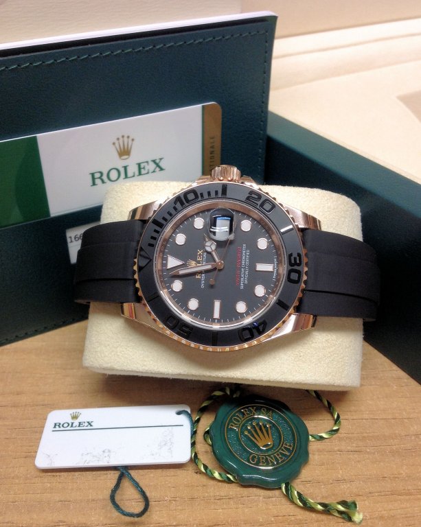 Rolex replica yacht master I rose gold basilea strip rubber-b orologio replica copia - immagine 5