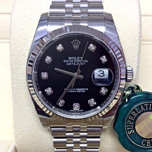Rolex replica datejust acciaio black brillantini jubilèè imitazione replica orologi