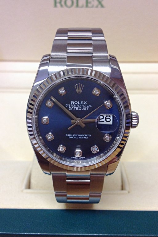 Rolex replica oyster Datejust 36mm 116234 Blue Diamond Dial - immagine 2