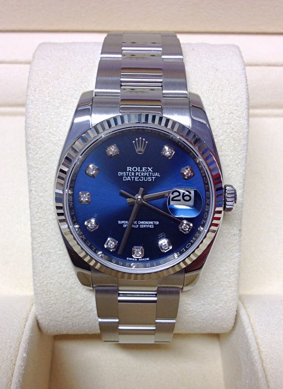 Rolex replica oyster Datejust 36mm 116234 Blue Diamond Dial - immagine 3