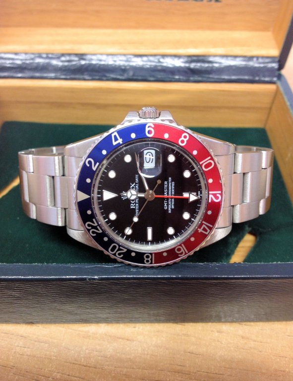 Rolex replica vintage GMT Master II 16750 oyster date Pepsi Bezel orologio copia - immagine 3
