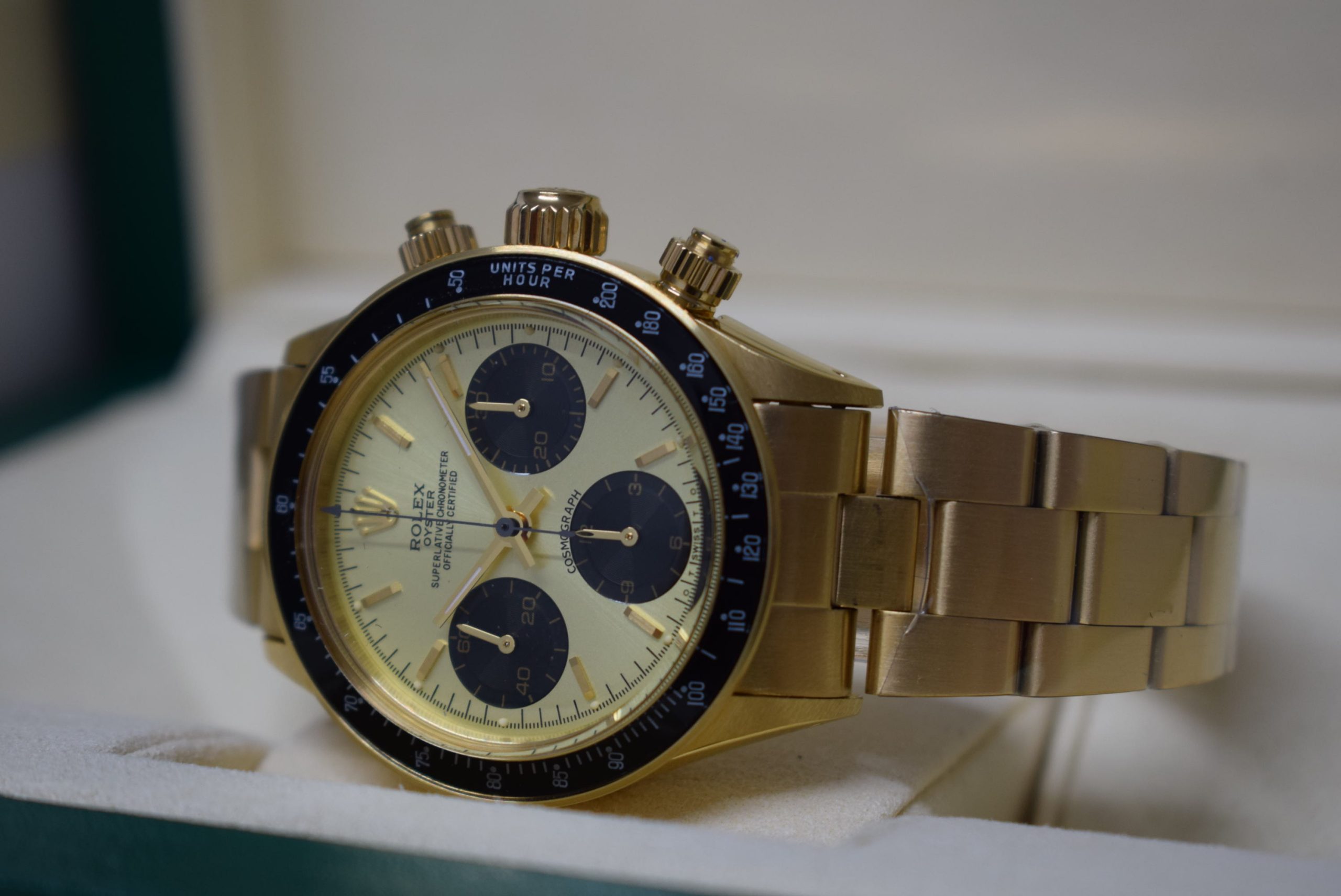 Rolex replica daytona vintage paul newman ref. 6263 oro giallo champagne dial - immagine 3