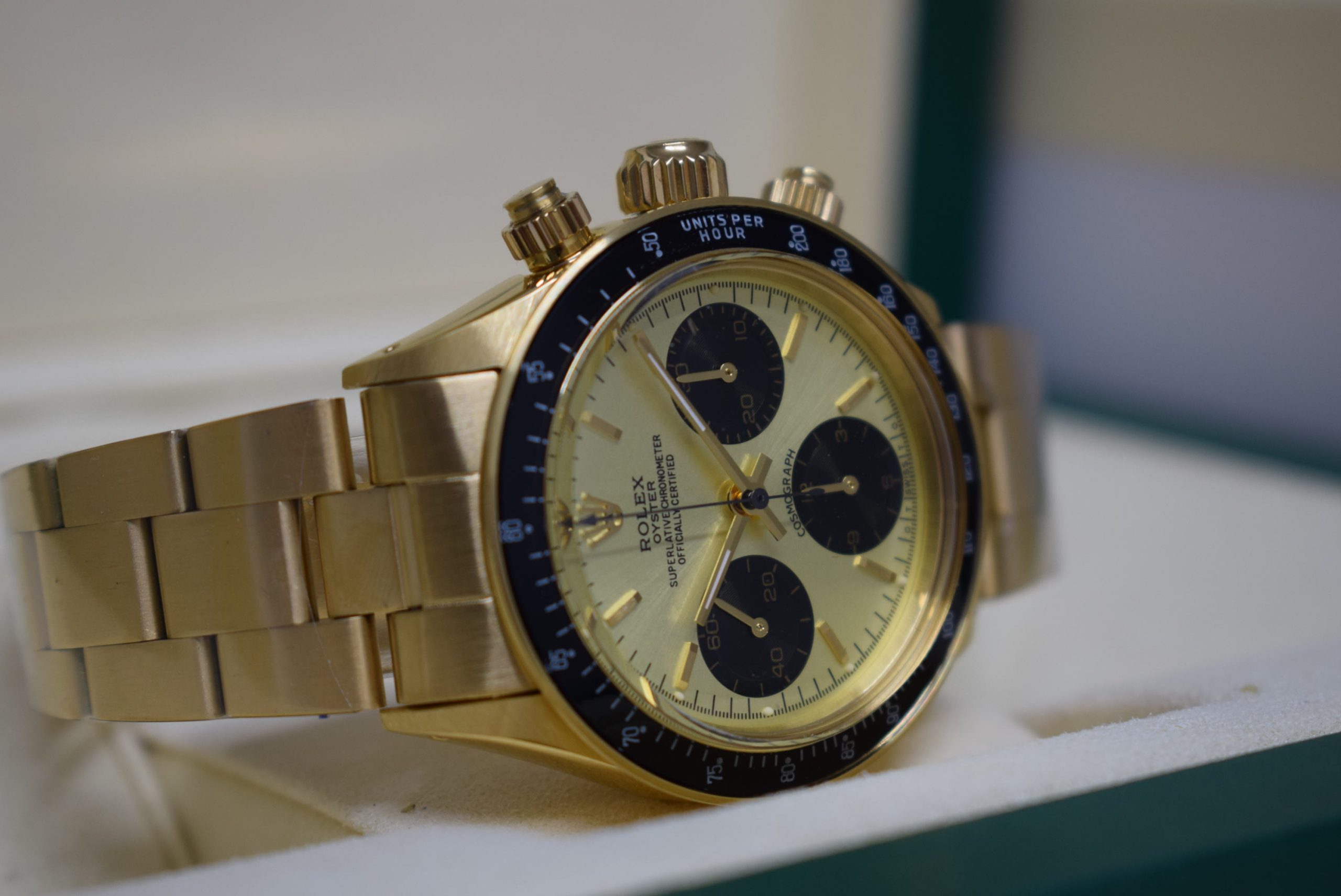 Rolex replica daytona vintage paul newman ref. 6263 oro giallo champagne dial - immagine 4
