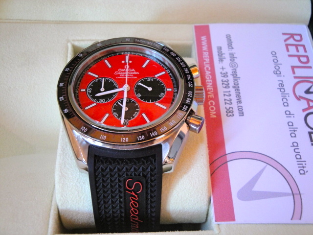 Omega replica speedmaster co-axial strip rubber racing red edition orologio replica imitazione - immagine 3