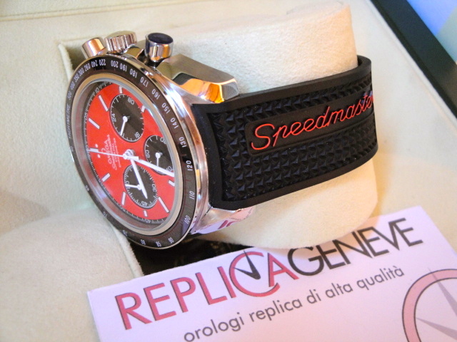 Omega replica speedmaster co-axial strip rubber racing red edition orologio replica imitazione - immagine 4