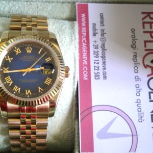 rolex replica datejust oyster blue dial gold yellow brillantini