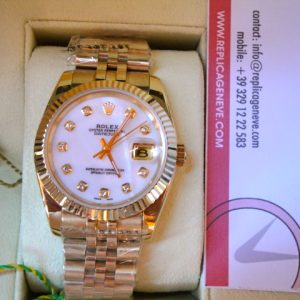 rolex replica datejust white dial brillanti yelow gold