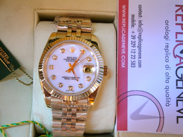 rolex replica datejust white dial brillanti yelow gold