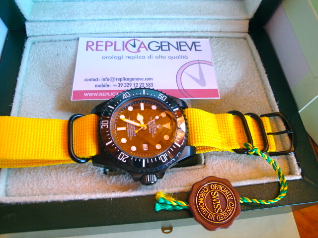 Rolex replica cordura yellow strip deepsea seadweller prohunter orologio replica copia imitazione - immagine 3