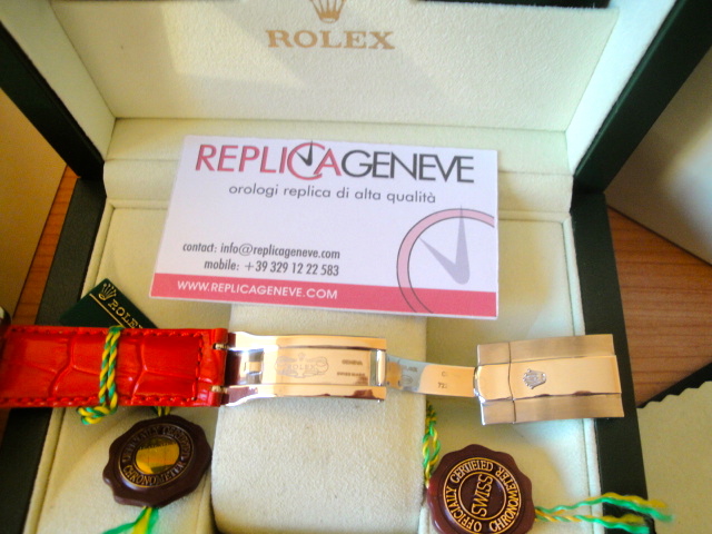 Rolex replica datejust full brilliantine strip leather red edition imitazione replica orologi - immagine 5