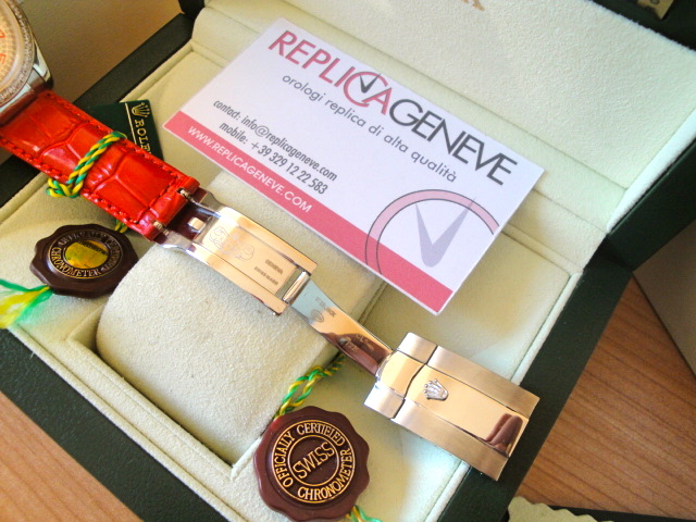 Rolex replica datejust full brilliantine strip leather red edition imitazione replica orologi - immagine 4
