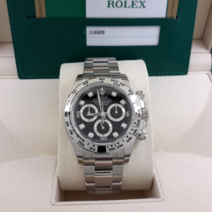 Rolex replica Daytona 116509 White Gold black diamond dial