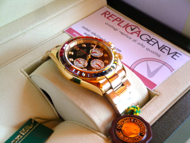 Rolex replica daytona rainbow oro giallo orologio replica copia - immagine 3