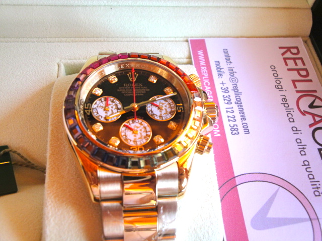 Rolex replica daytona rainbow oro giallo orologio replica copia - immagine 2