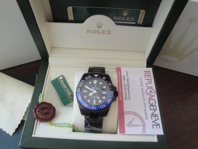 Rolex replica GMT master II ceramichon nero blue prohunter pvd ceramichon bezel orologio replica - immagine 5