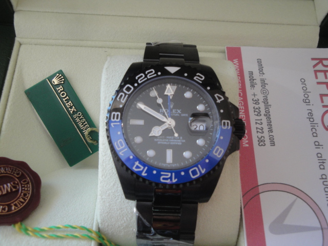 Rolex replica GMT master II ceramichon nero blue prohunter pvd ceramichon bezel orologio replica - immagine 2