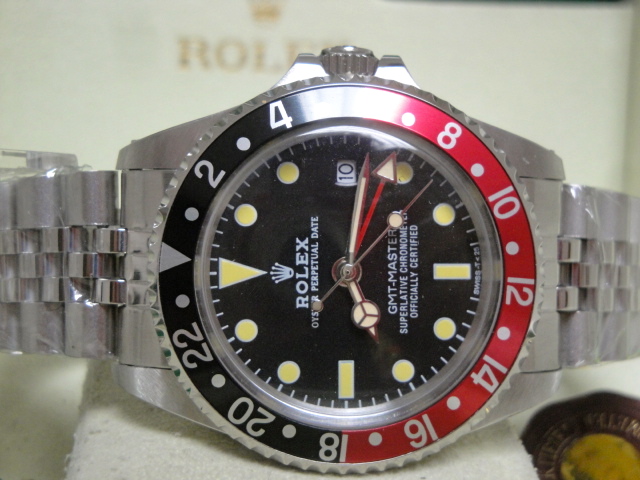 Rolex replica GMT master II vintage plexy 1675 rosso nero jubilèè orologio replica imitazione