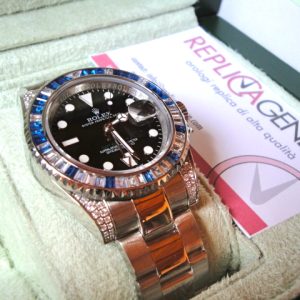 Rolex replica GMT master II SARU diamond brillantine bianco blue orologio replica