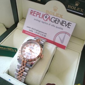 Rolex replica lady datejust acciaio rose gold argentee dial imitazione replica orologi