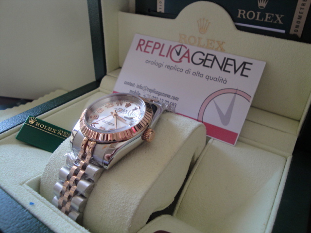 Rolex replica lady datejust acciaio rose gold argentee dial imitazione replica orologi - immagine 3