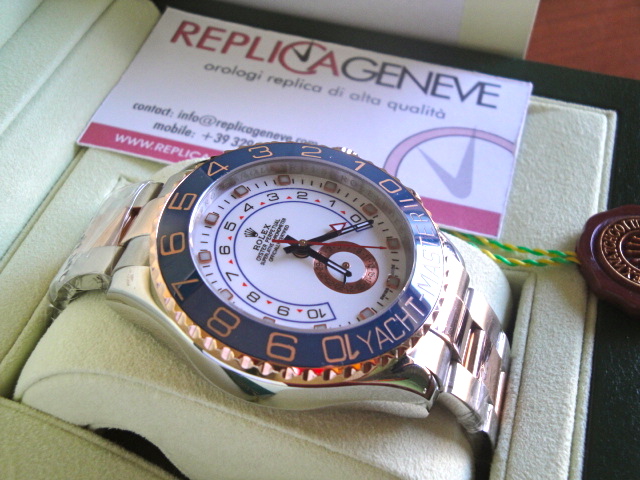 Rolex replica yacht master II regatta acciaio oro blue bezel white dial orologio replica imitazione