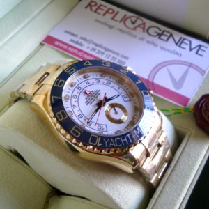 Rolex replica yacht master II regatta oro blue bezel white dial orologio replica imitazione
