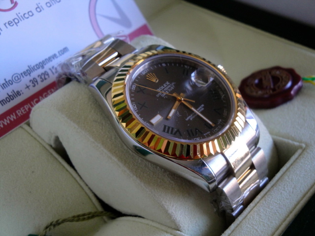 Rolex replica datejust acciaio oro 41mm ardesia roman green dial orologio replica copia imitazione
