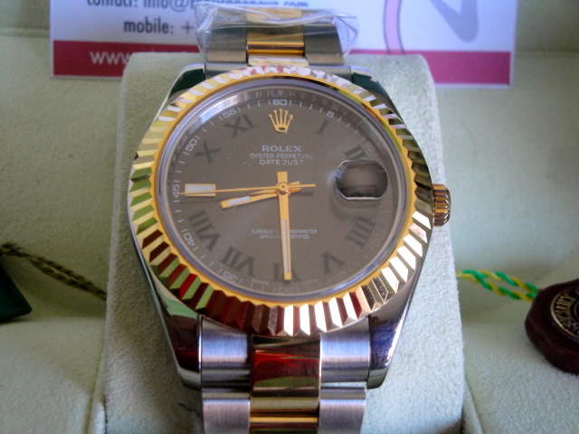 Rolex replica datejust acciaio oro 41mm ardesia roman green dial orologio replica copia imitazione - immagine 2