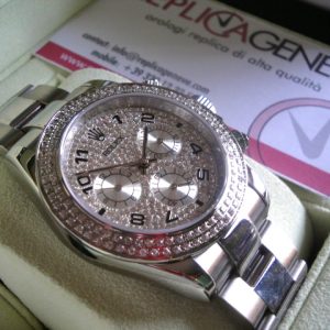 Rolex replica daytona emirates edition full diamonds arab white gold orologio replica imitazione