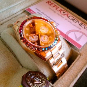Rolex replica daytona rainbow rose gold orologio replica copia