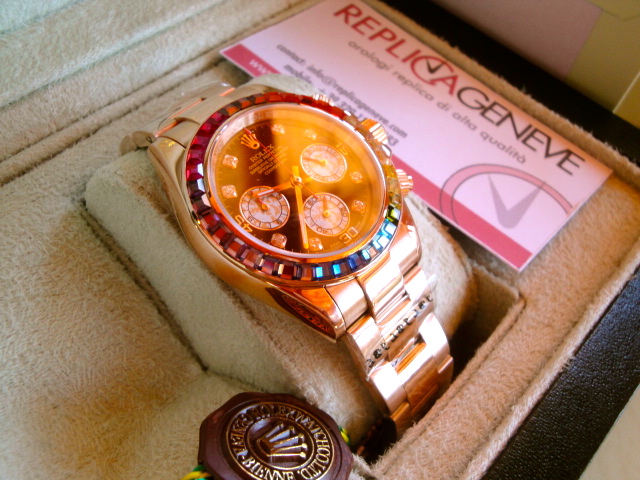 Rolex replica daytona rainbow rose gold orologio replica copia