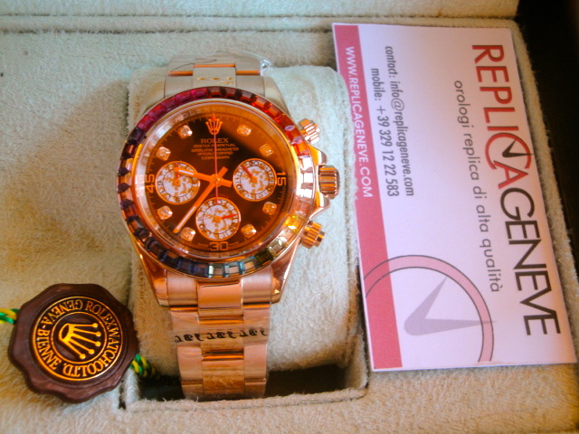 Rolex replica daytona rainbow rose gold orologio replica copia - immagine 2