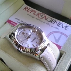 Rolex replica daydate leather strip bianco white orologio replica copia imitazione